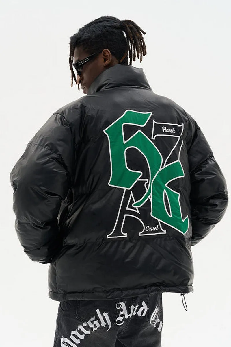 H/C Goth Font Printed Down Jacket