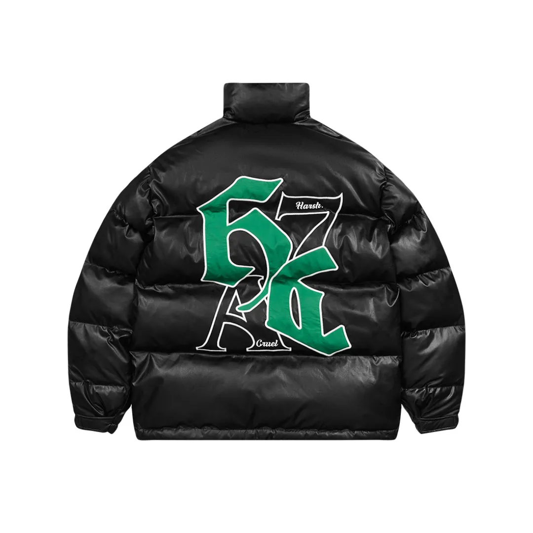 H/C Goth Font Printed Down Jacket