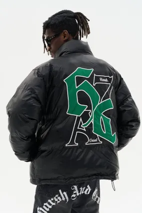 H/C Goth Font Printed Down Jacket