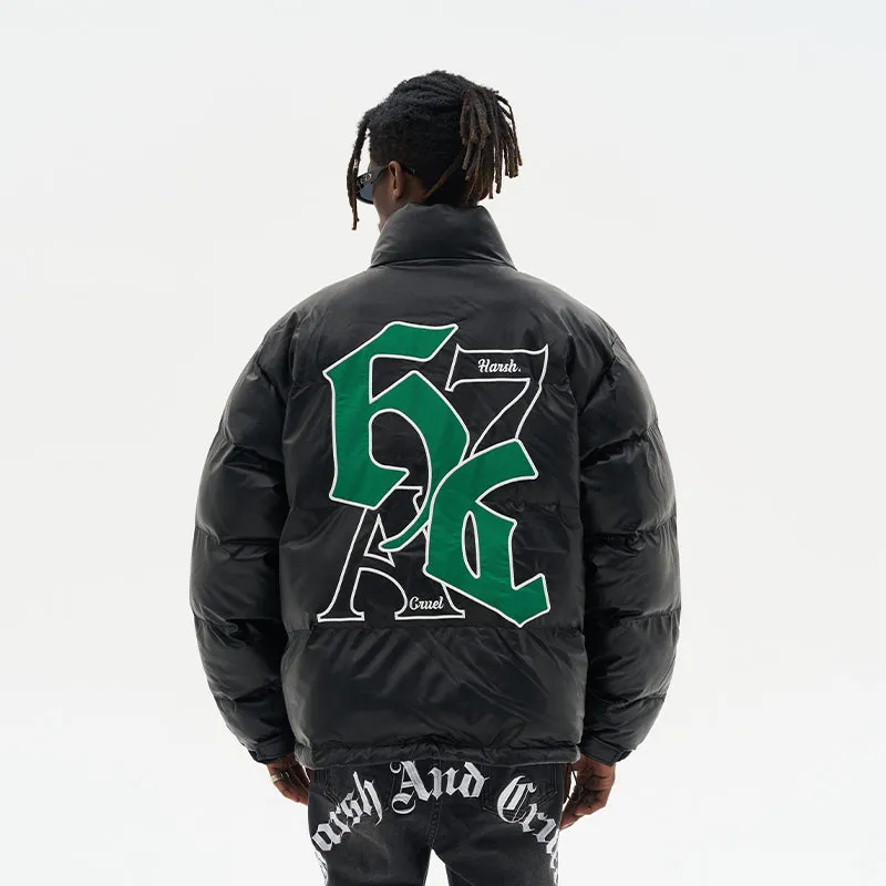 H/C Goth Font Printed Down Jacket