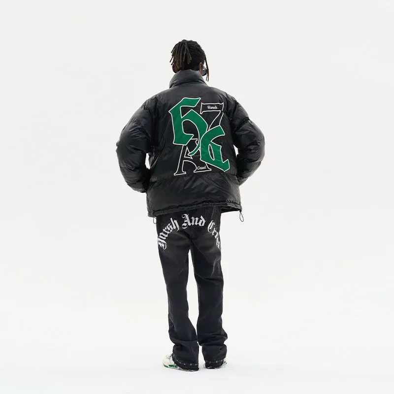 H/C Goth Font Printed Down Jacket