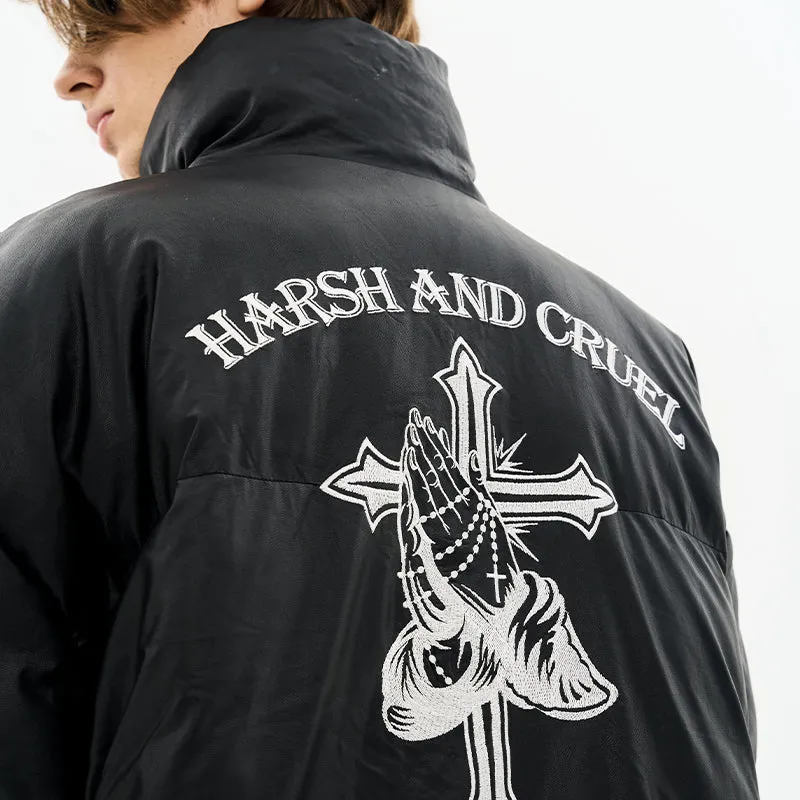 H/C Religious Cross Printed Down Jacket