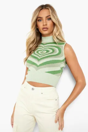 Heart Print Knitted Tank