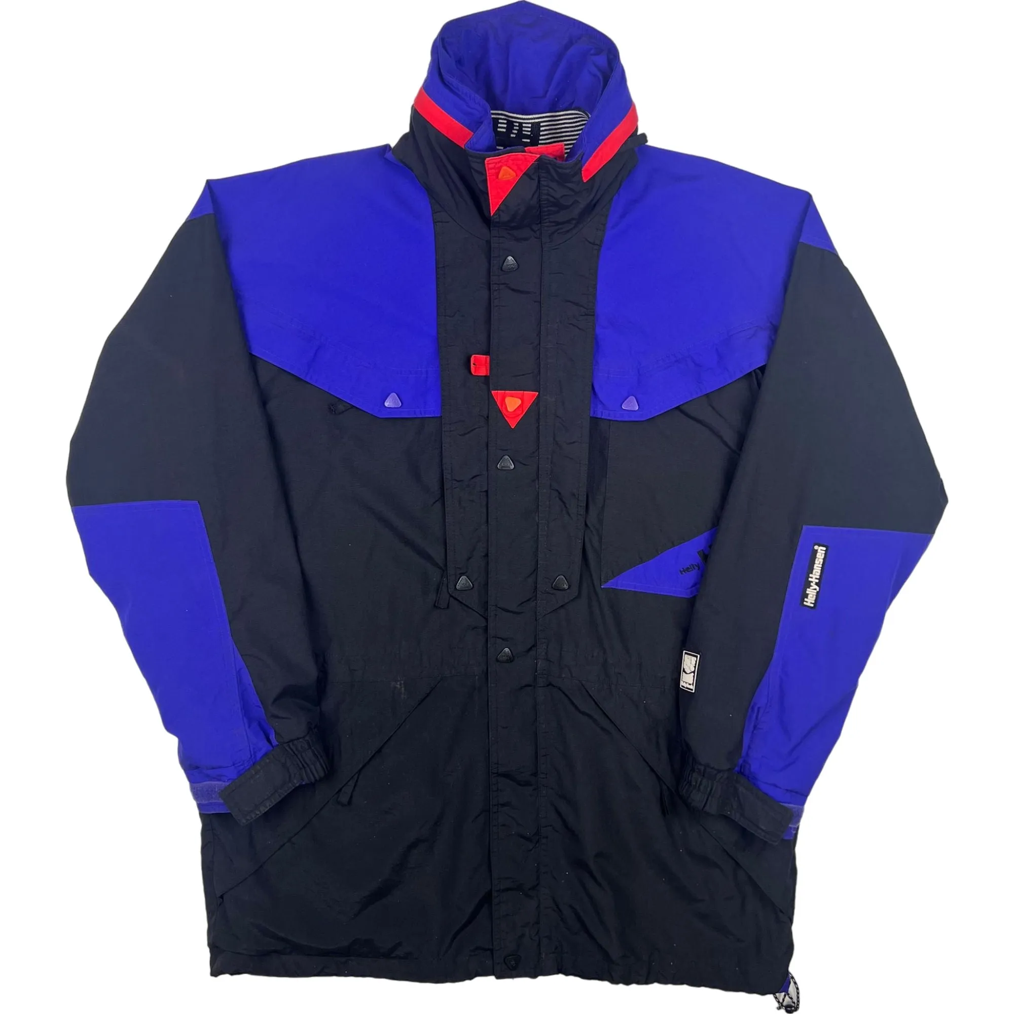 Helly Hansen 90's Equipe Outershell Ski Hooded Jacket Black Blue