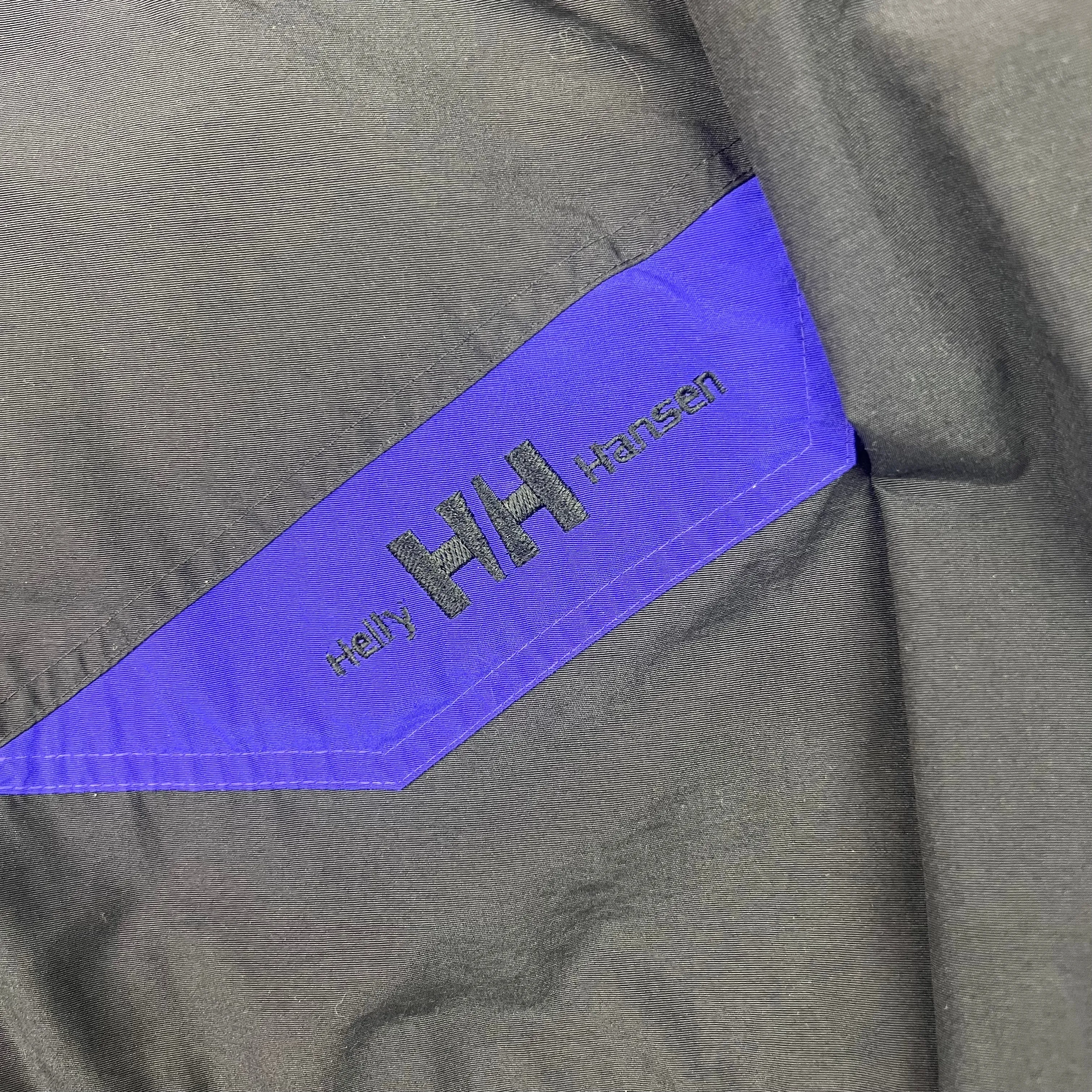 Helly Hansen 90's Equipe Outershell Ski Hooded Jacket Black Blue