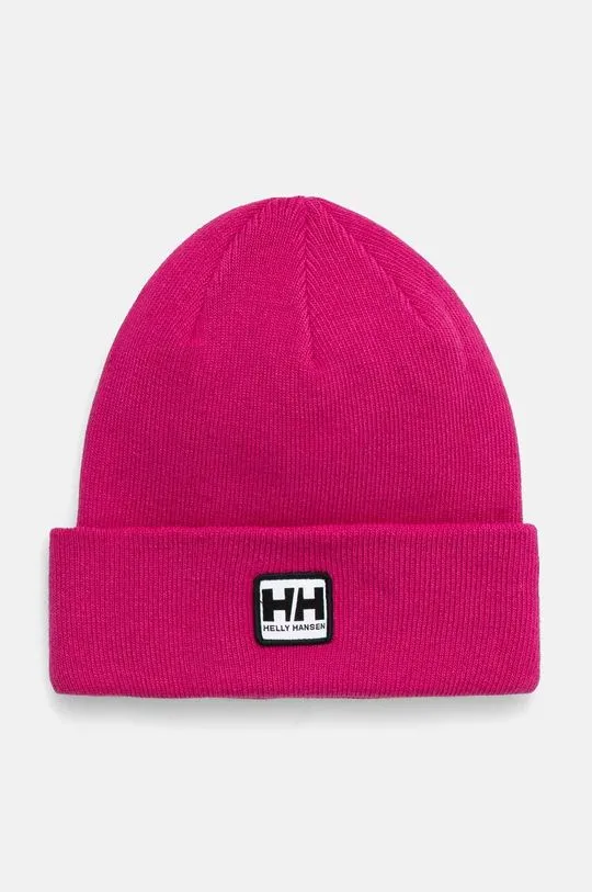 Helly Hansen beanie pink color thick knit