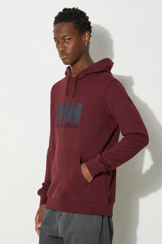 Helly Hansen cotton sweatshirt HH LOGO HOODIE men's navy blue color 33977