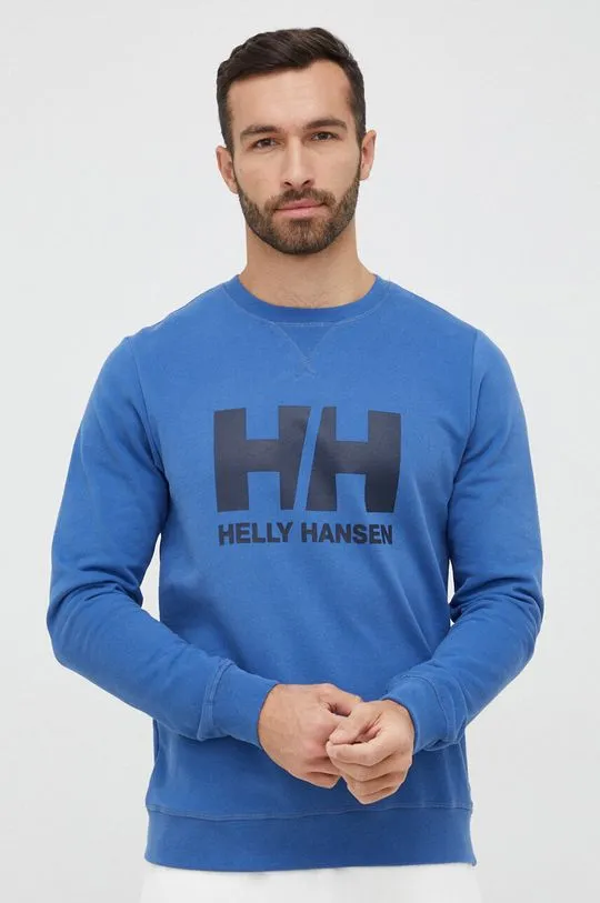 Helly Hansen cotton sweatshirt men's blue color with a print 34000