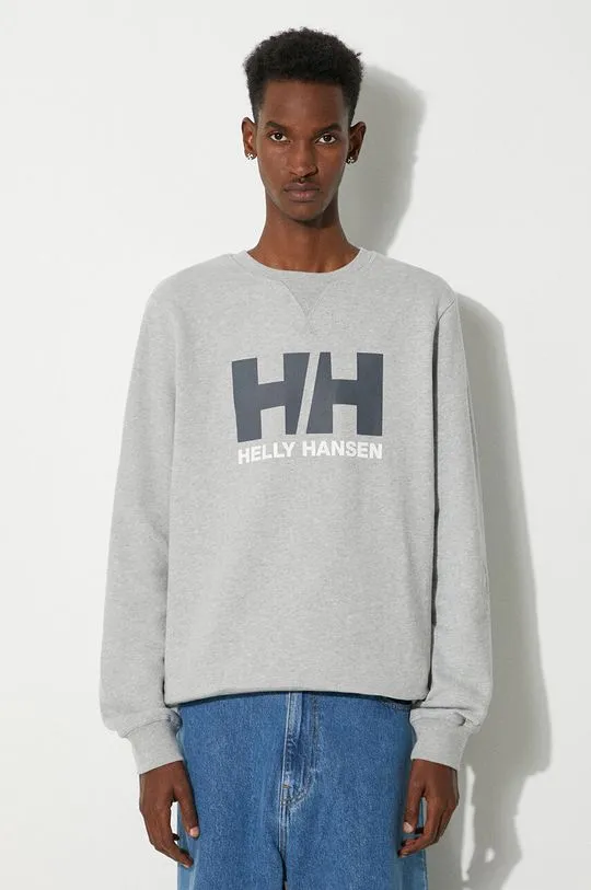 Helly Hansen cotton sweatshirt men's gray color with a print 34000