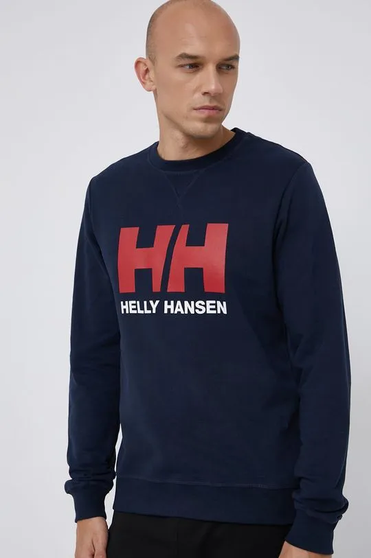 Helly Hansen cotton sweatshirt men's navy blue color with a print 34000