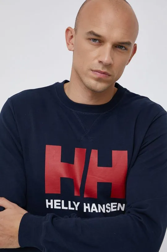 Helly Hansen cotton sweatshirt men's navy blue color with a print 34000