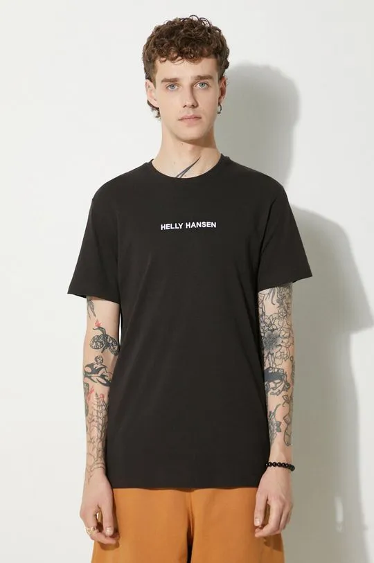 Helly Hansen cotton t-shirt black color