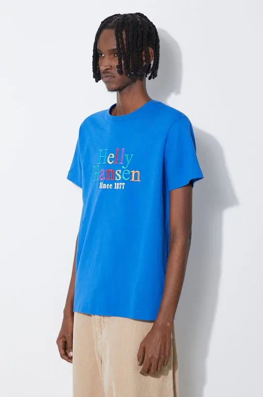 Helly Hansen cotton t-shirt blue color