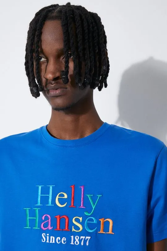 Helly Hansen cotton t-shirt blue color