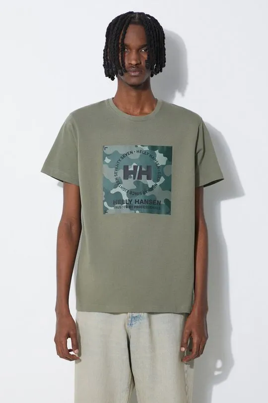 Helly Hansen cotton t-shirt green color