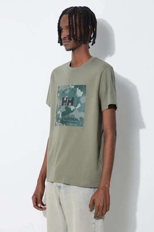 Helly Hansen cotton t-shirt green color