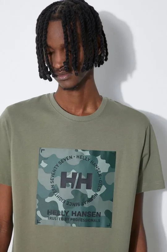 Helly Hansen cotton t-shirt green color