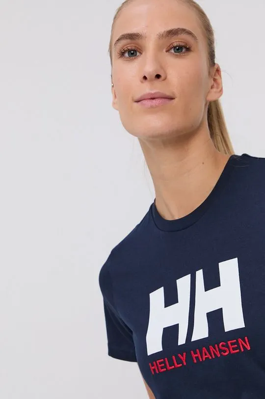 Helly Hansen cotton t-shirt navy blue color