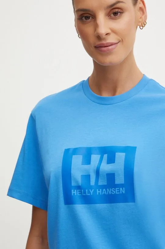 Helly Hansen cotton t-shirt TOKYO blue color with a print 53285