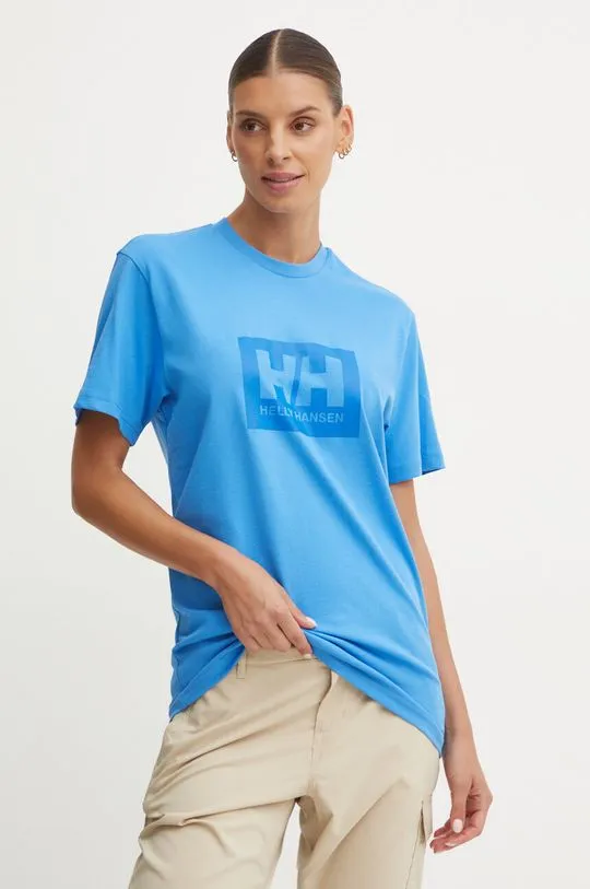 Helly Hansen cotton t-shirt TOKYO blue color with a print 53285