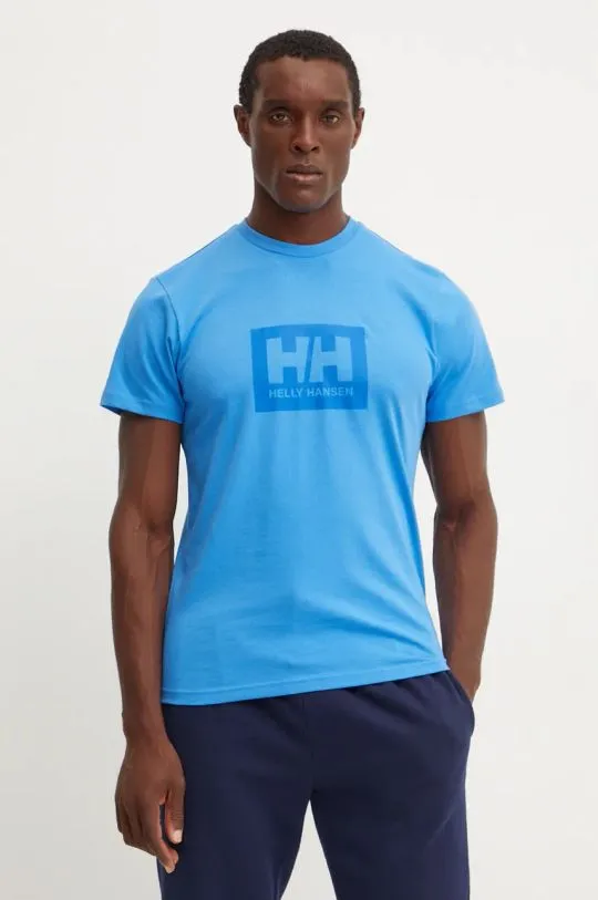 Helly Hansen cotton t-shirt TOKYO blue color with a print 53285