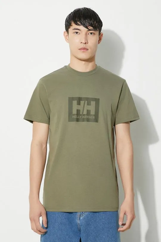 Helly Hansen cotton t-shirt TOKYO green color with a print 53285