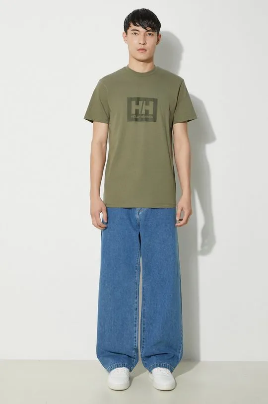 Helly Hansen cotton t-shirt TOKYO green color with a print 53285