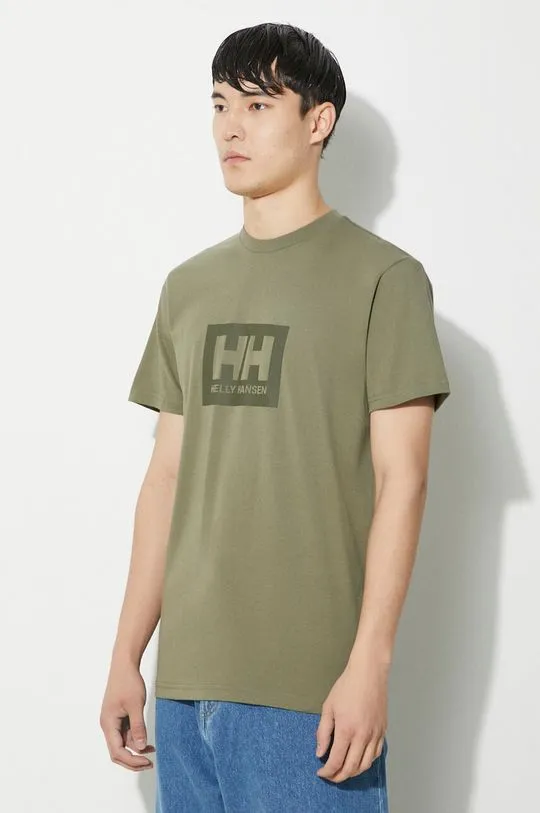 Helly Hansen cotton t-shirt TOKYO green color with a print 53285