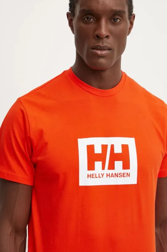 Helly Hansen cotton t-shirt TOKYO orange color with a print 53285