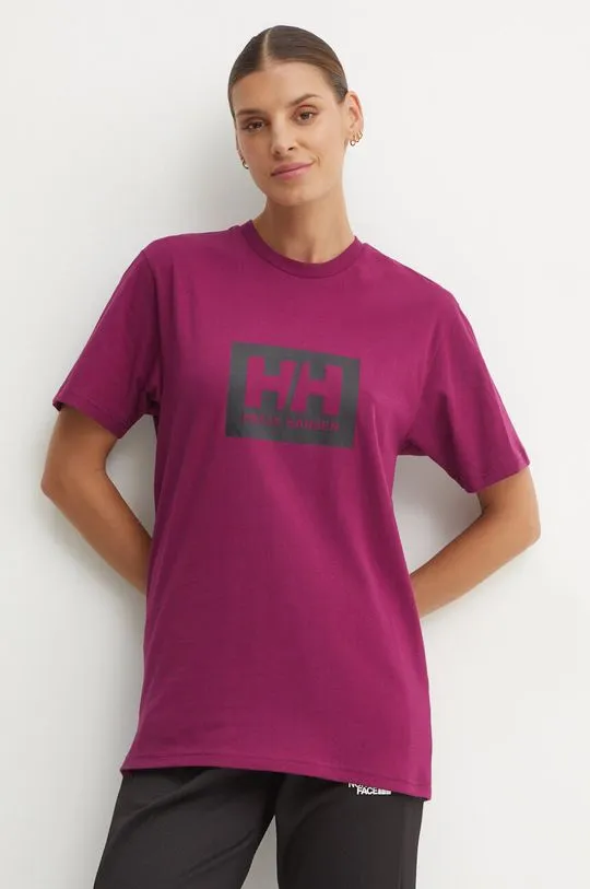 Helly Hansen cotton t-shirt TOKYO violet color with a print 53285