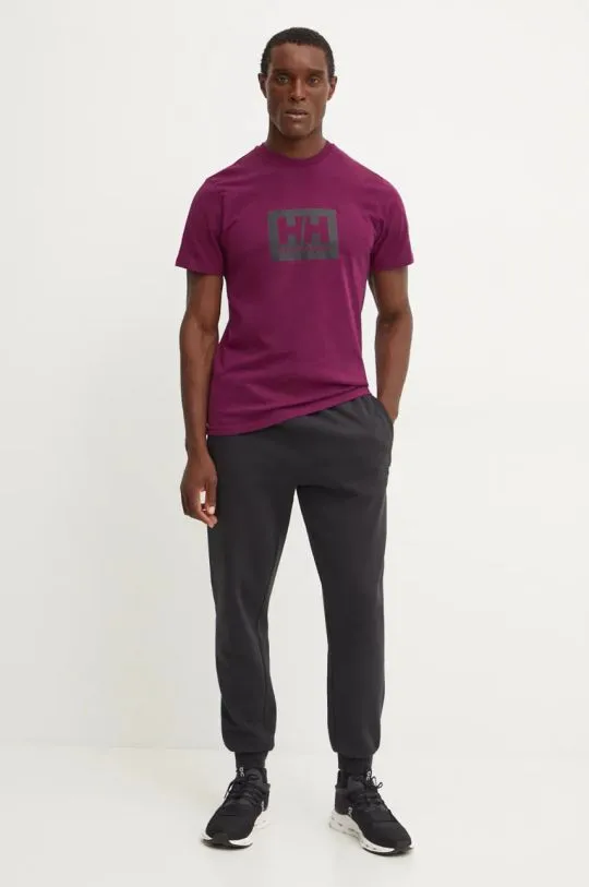 Helly Hansen cotton t-shirt TOKYO violet color with a print 53285