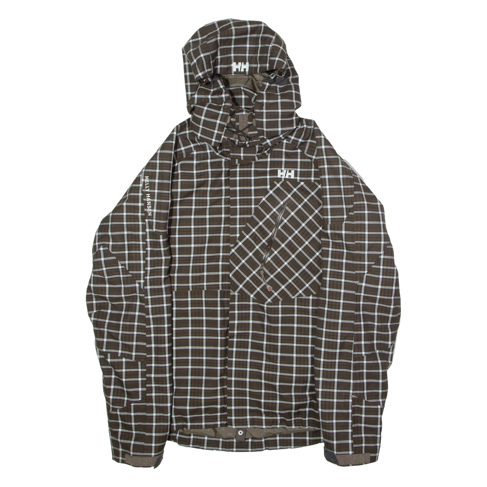 HELLY HANSEN Mens Ski Jacket Brown Hooded L