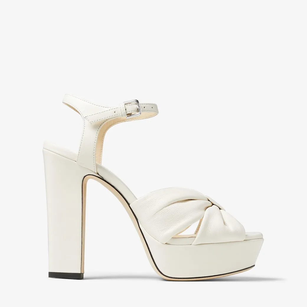 Heloise 120 Latte Nappa Leather Platform Sandals