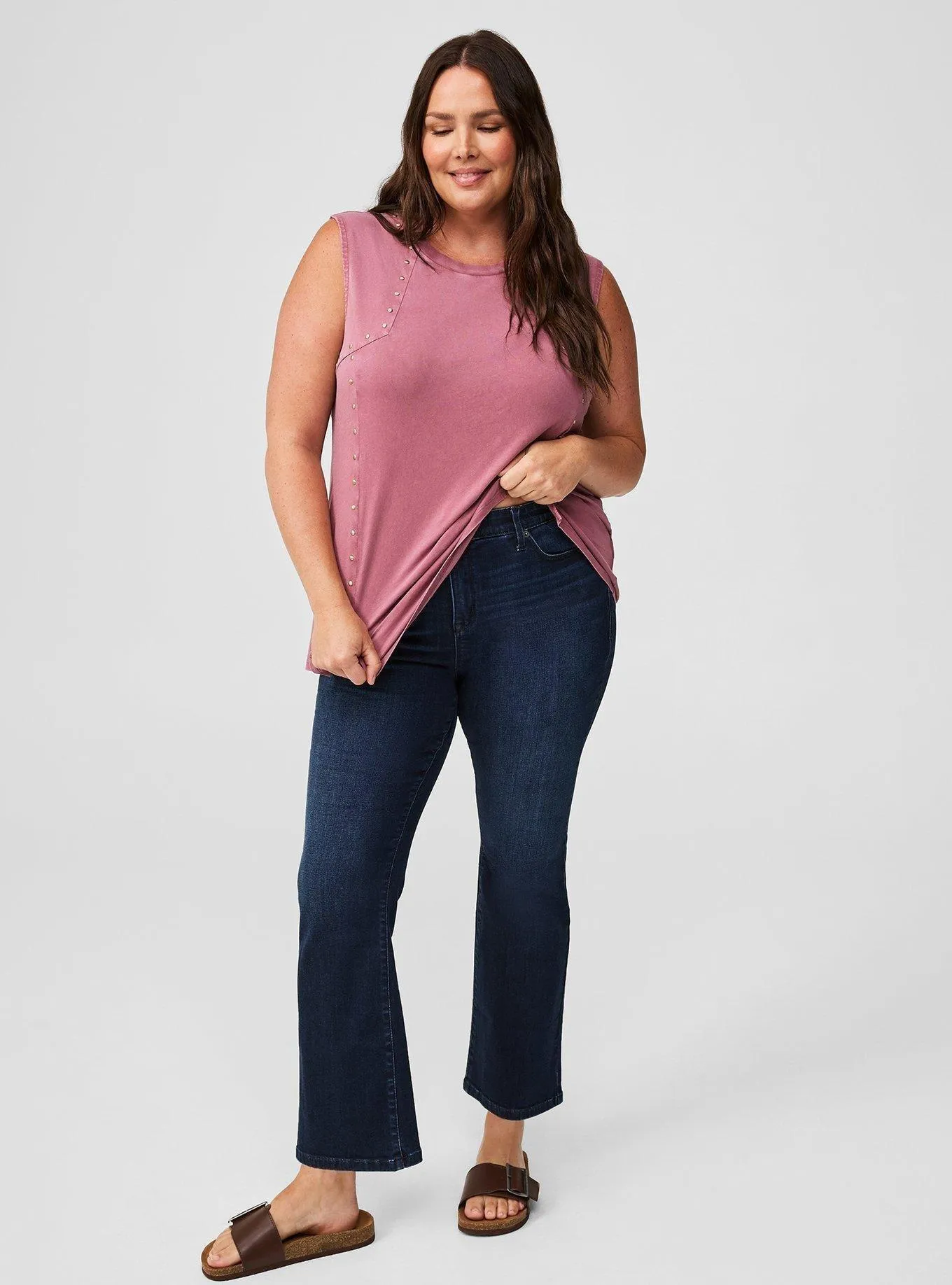 Heritage Cotton Crewneck Studded Tank