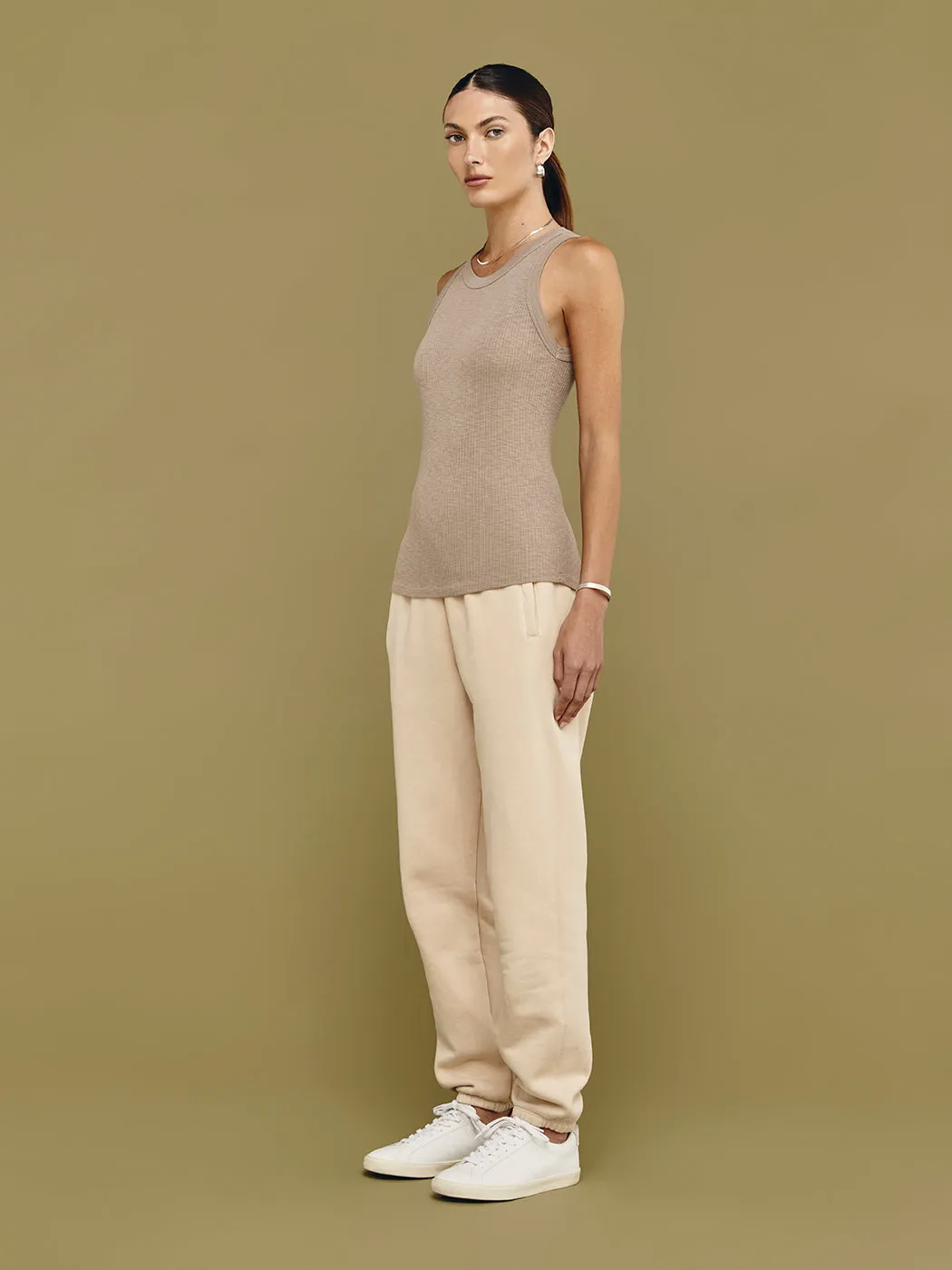 High Neck Tank - Taupe