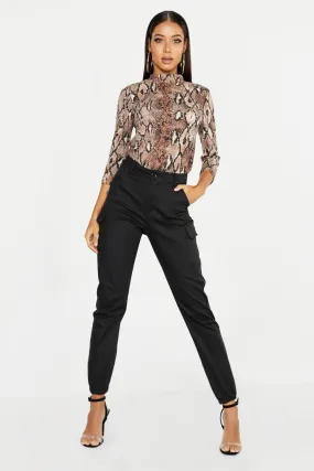 High Waist Woven Cargo Pocket Pants
