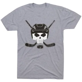 Hockey Short Sleeve Tee - Hockey Helmet Skull 