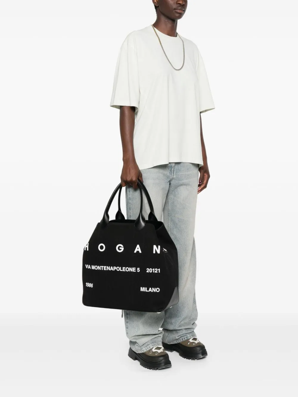 Hogan Pre    Hogan Pre Script Canvas Large Tote Bag