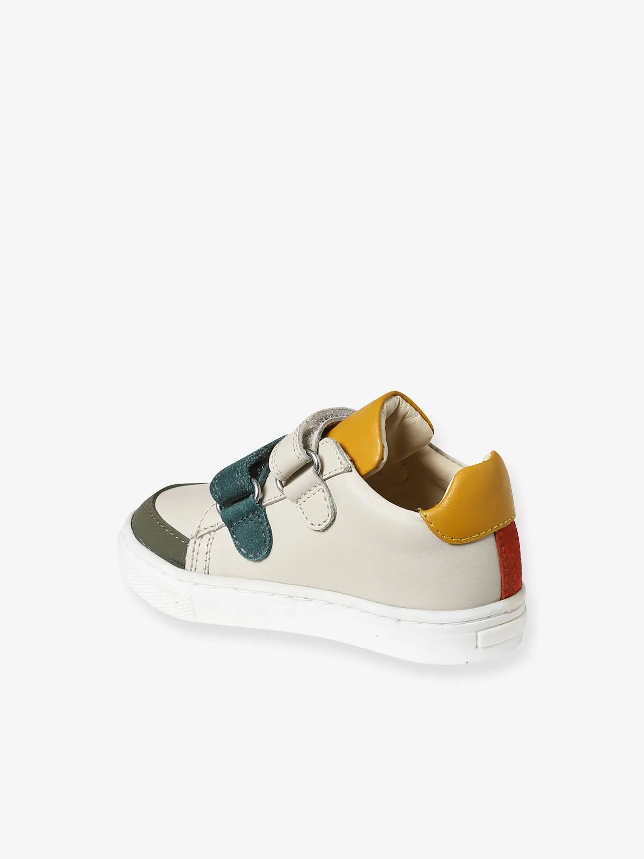 Hook&Loop Leather Trainers for Babies - ecru