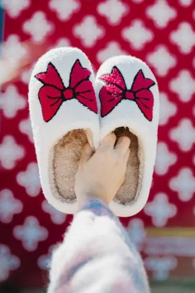 Hot Pink Bow Slippers