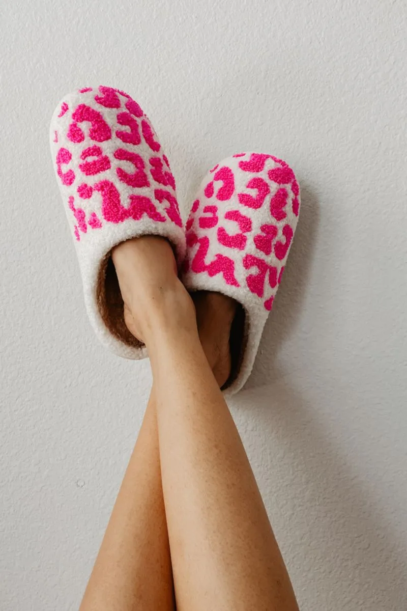 Hot Pink Leopard House Slippers