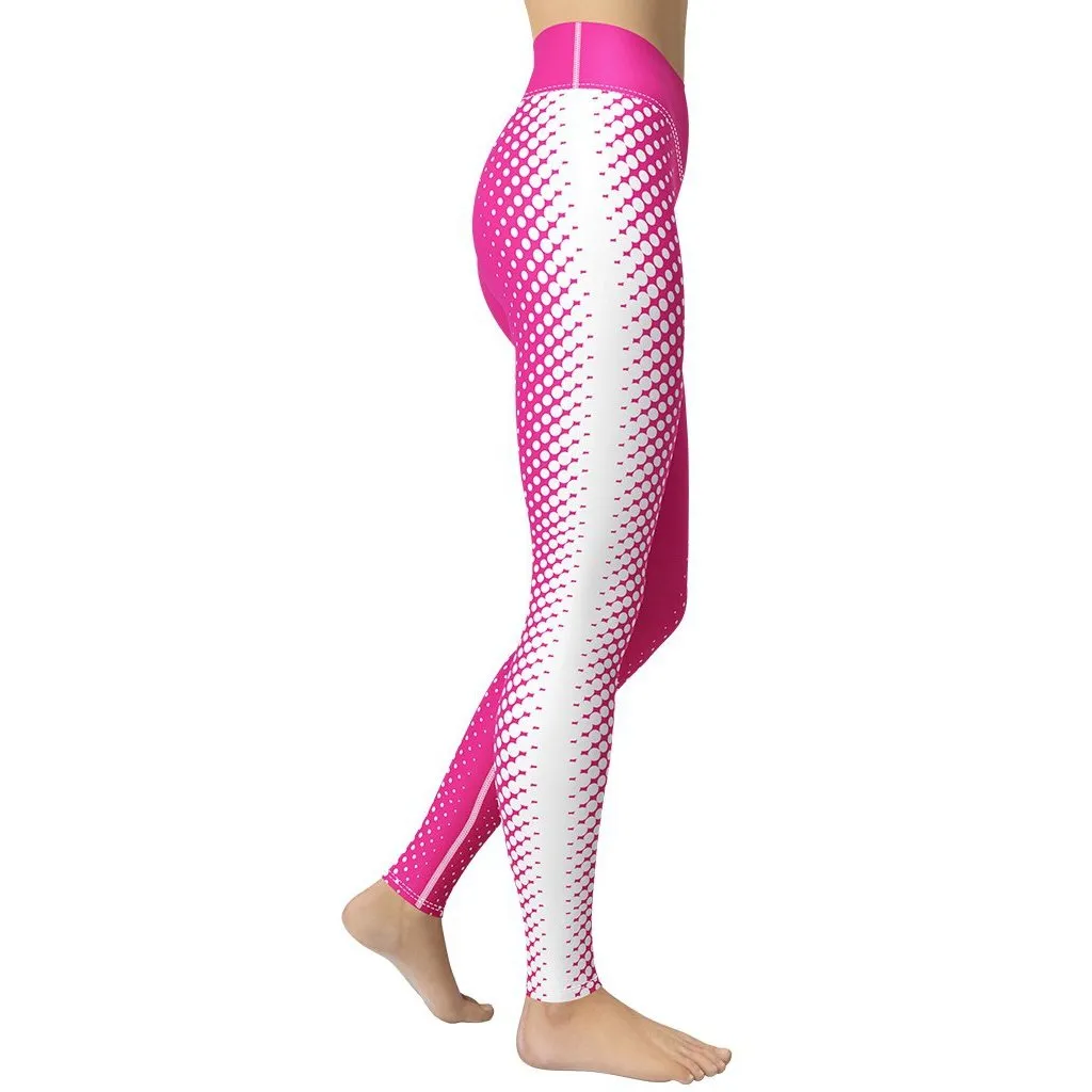 Hot Pink Optical Illusion Yoga Slimming Leggings