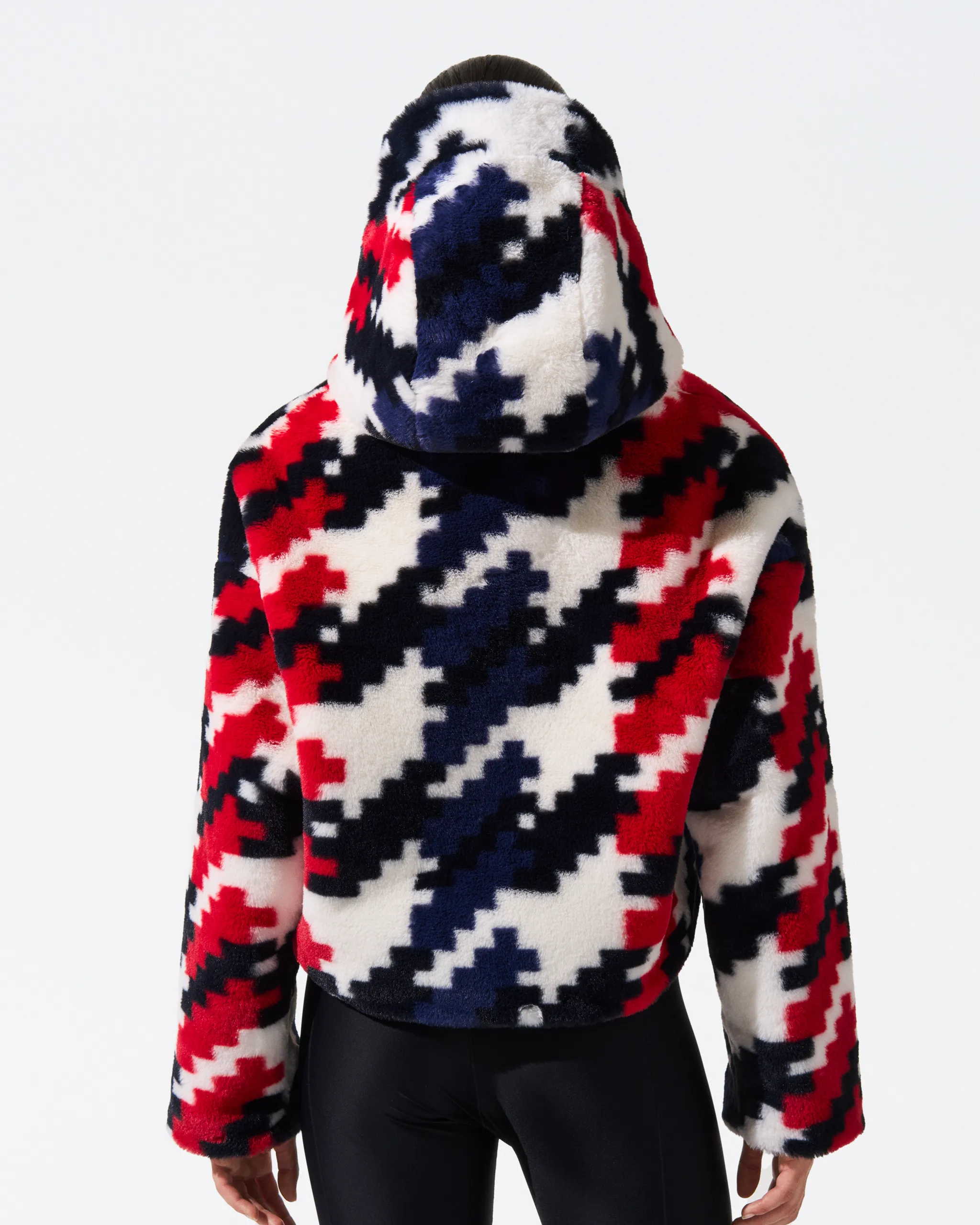 Houndstooth Noelle Faux Fur Jacket