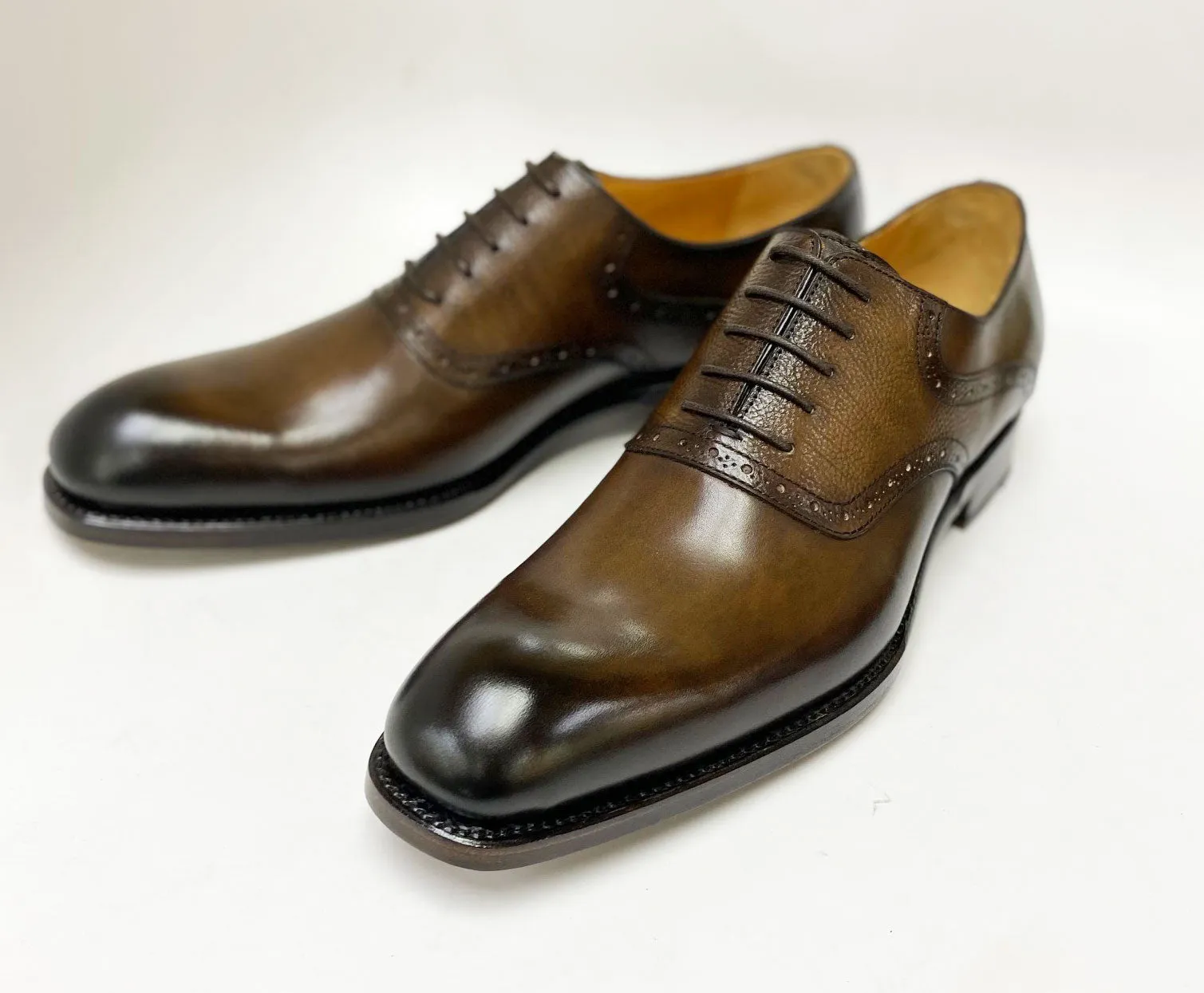 Hudson Burnished Calfskin Lace-Up Oxford Brown