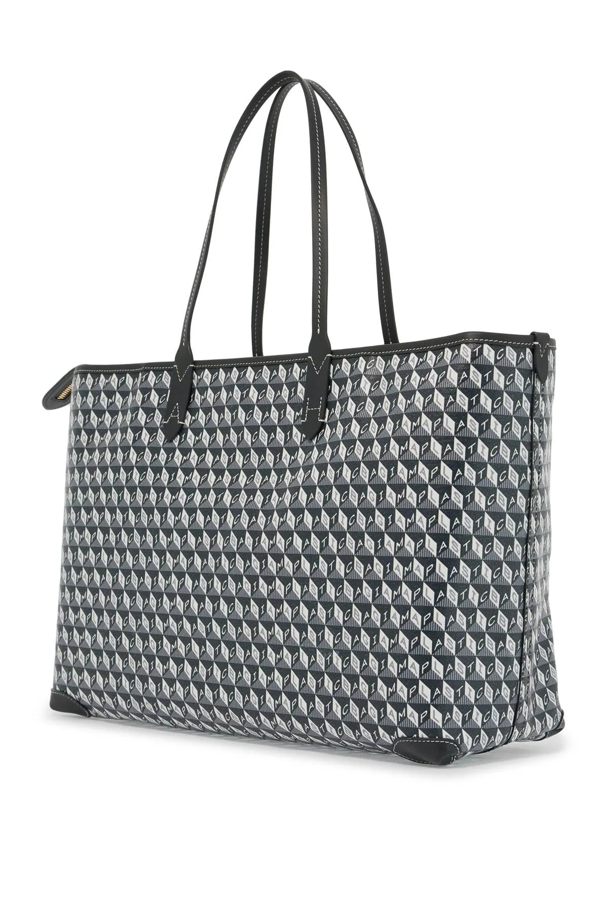 i am a plastic bag zipped motif tote bag 5050925194068 CHARCOAL