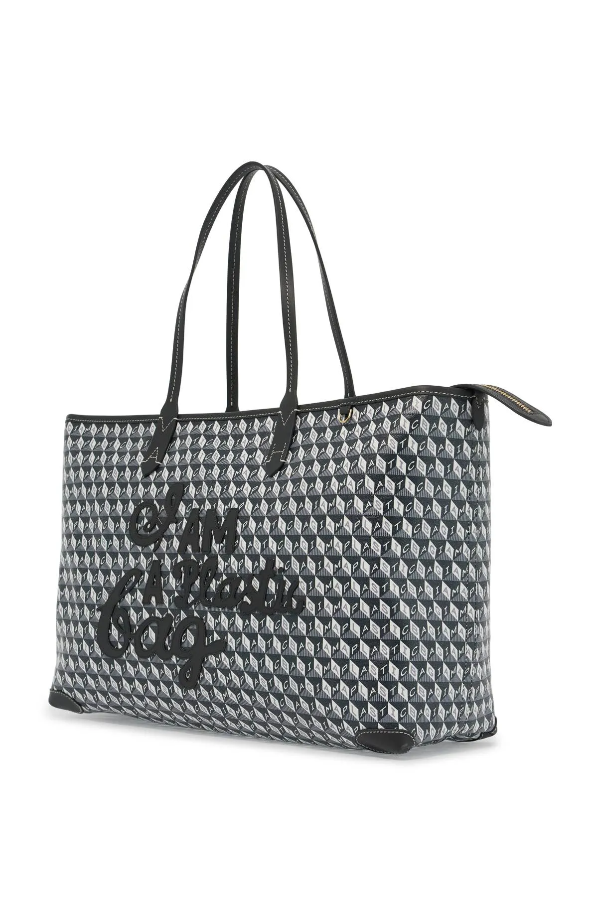 i am a plastic bag zipped motif tote bag 5050925194068 CHARCOAL