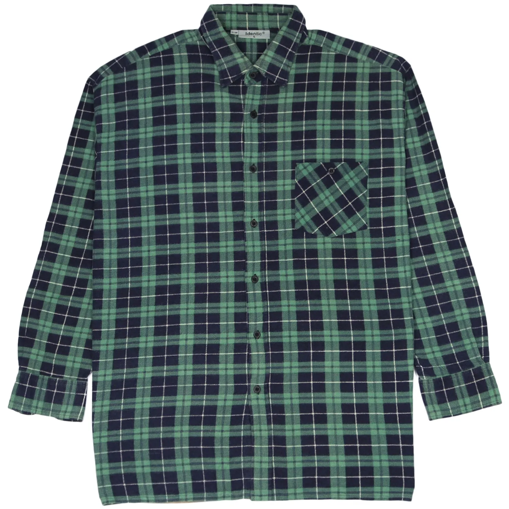 Identic Checkered Flannel Shirt Navy Green