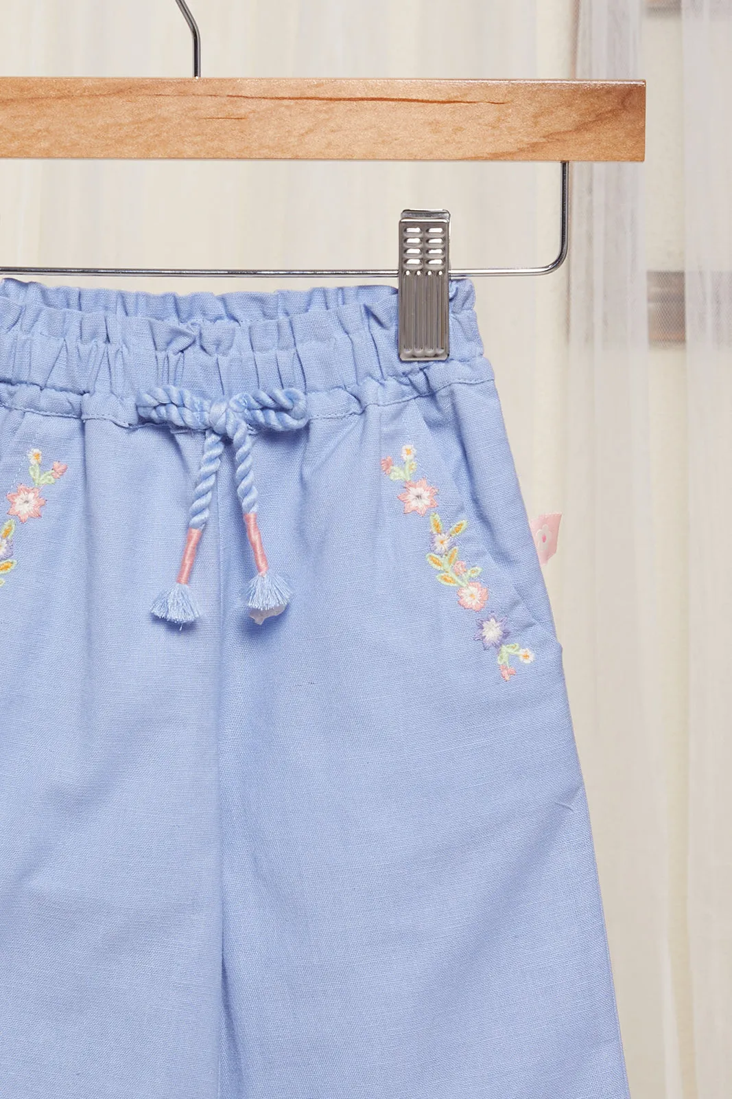 Infant Girls Blue Baggy Jeans With Embellishment