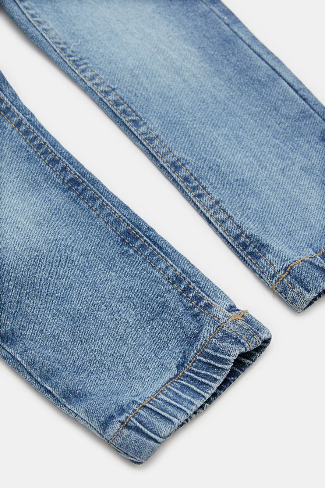 Infant Girls Blue Side Pockets Paper Bag Jeans