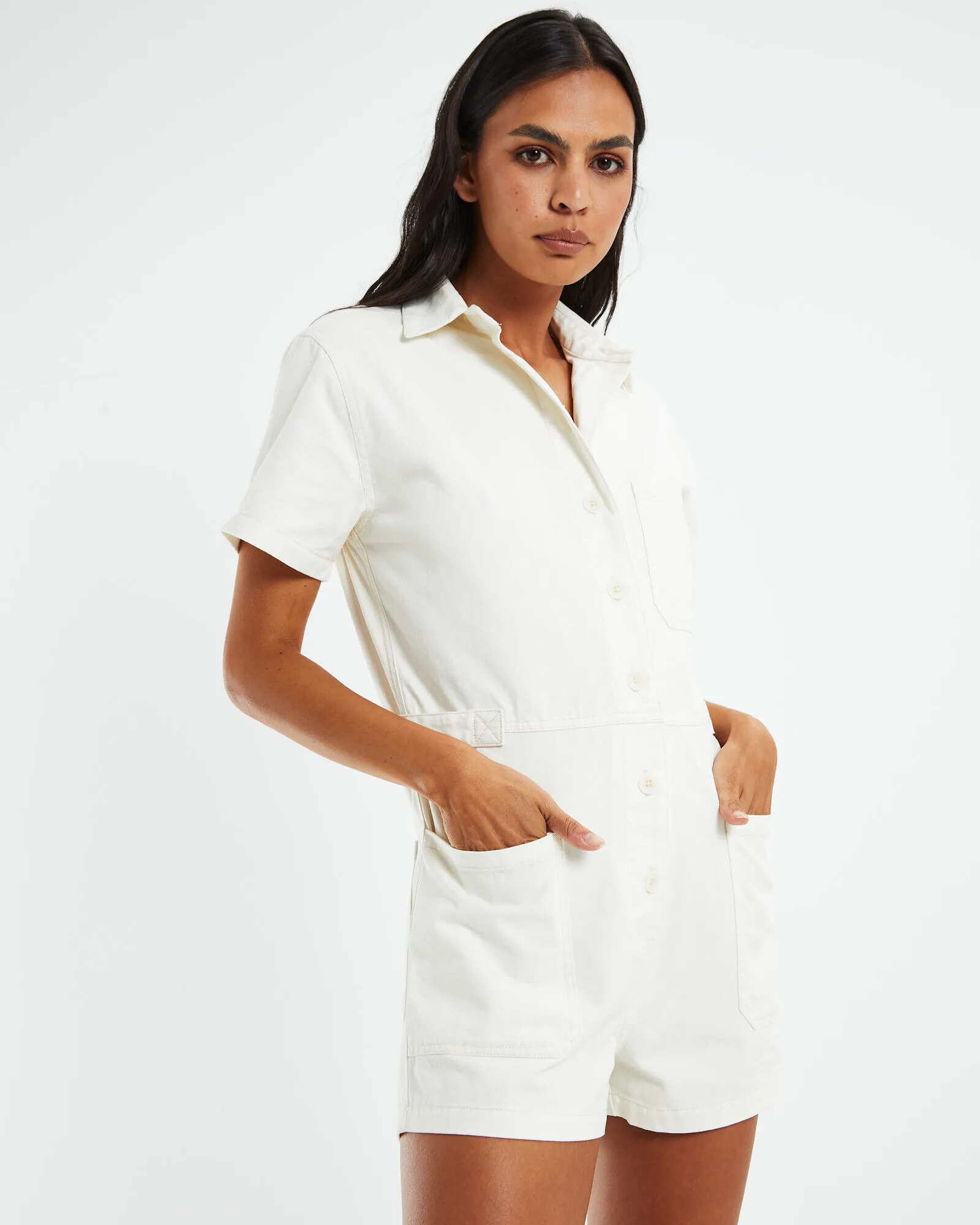 Insight Ayden Workwear Shorts Boilersuit Ecru